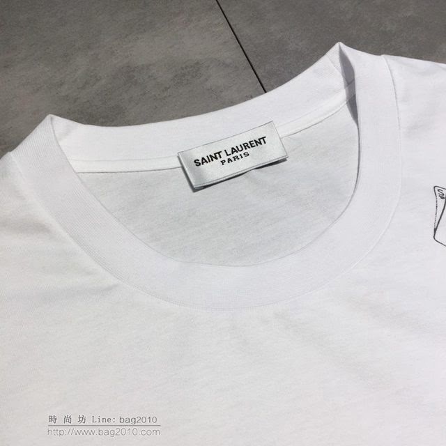 Saint Laurent短袖 19春夏新款 聖羅蘭黑色白色T恤  tzy1703
